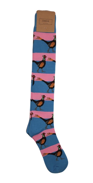 Shuttlesocks Long Pink & Blue Striped Welly Sock