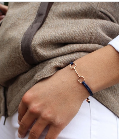 Rose gold and Navy Snaffle Friendship Bracelet 